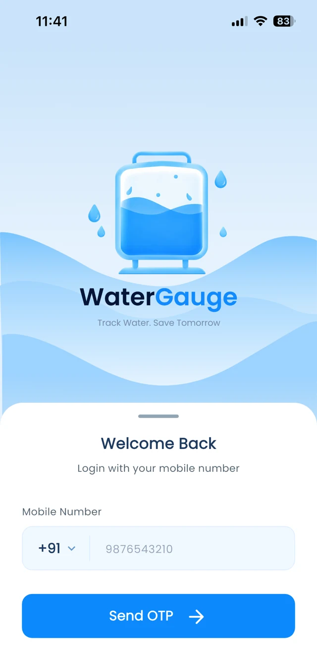 WaterGauge app: Login