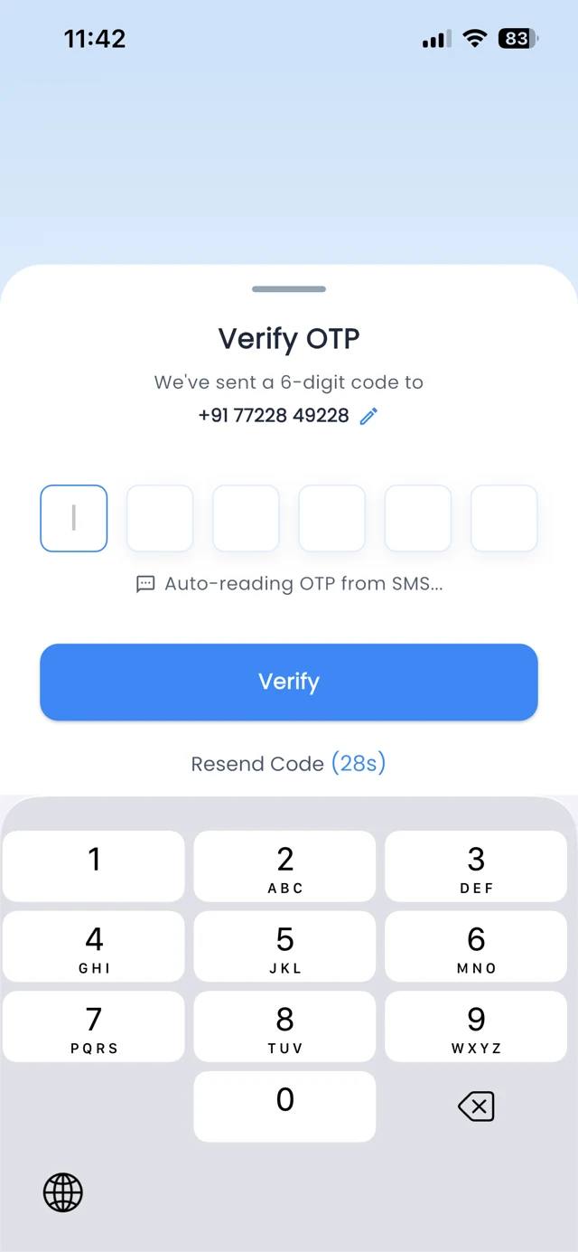 WaterGauge app: Verify OTP